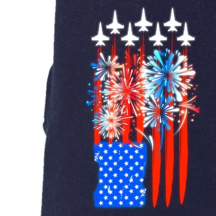 American Usa Flag Fireworks Fighter Jets Doggie 3-End Fleece Hoodie