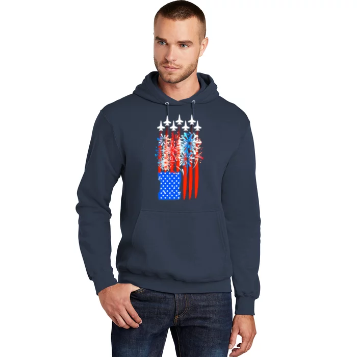 American Usa Flag Fireworks Fighter Jets Hoodie