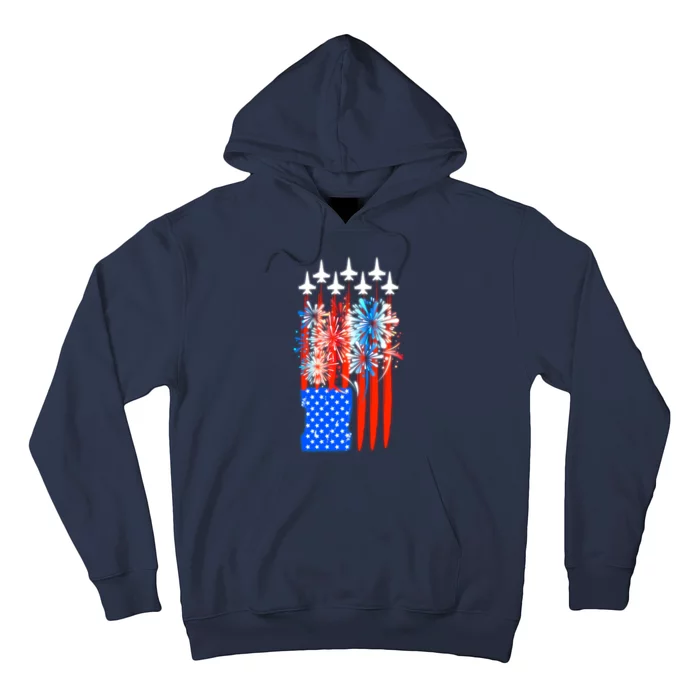 American Usa Flag Fireworks Fighter Jets Hoodie