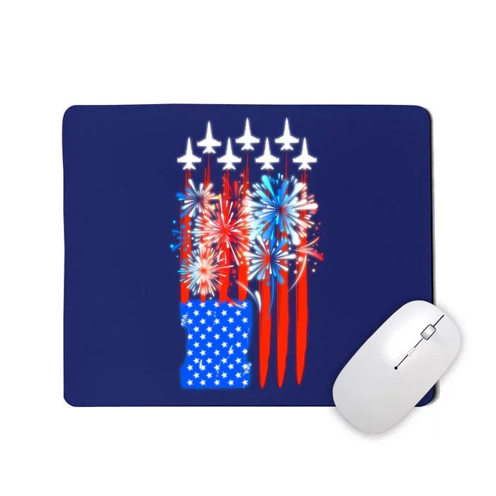 American Usa Flag Fireworks Fighter Jets Mousepad