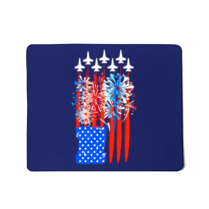 American Usa Flag Fireworks Fighter Jets Mousepad