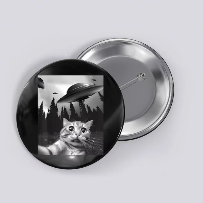 Alien UFO Funny Cat Selfie Button