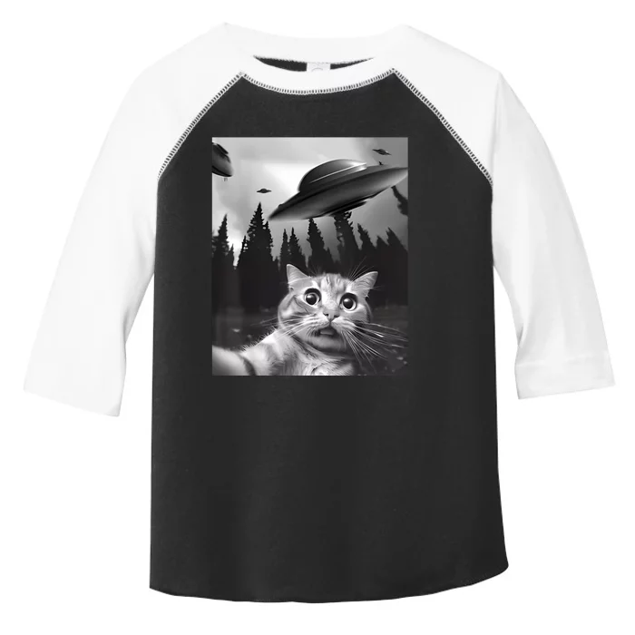 Alien UFO Funny Cat Selfie Toddler Fine Jersey T-Shirt