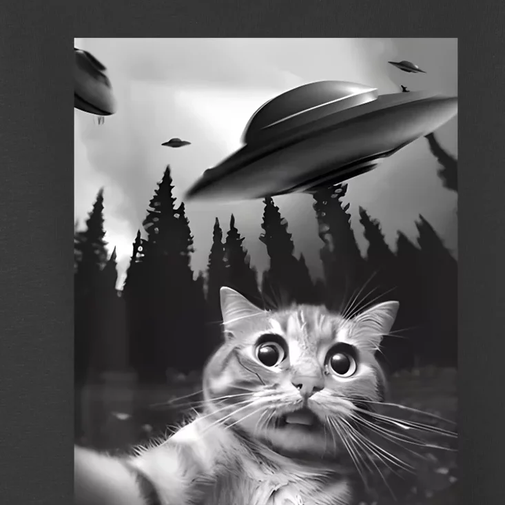 Alien UFO Funny Cat Selfie Toddler T-Shirt