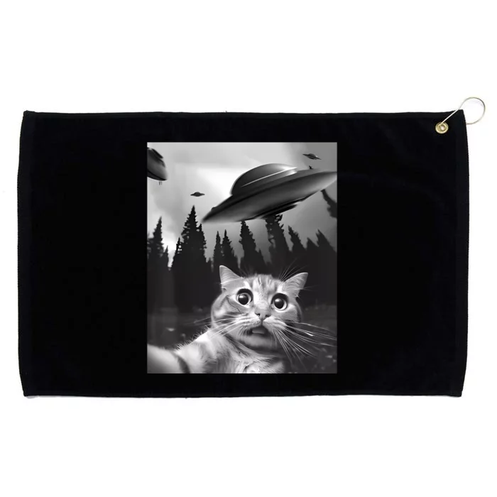 Alien UFO Funny Cat Selfie Grommeted Golf Towel