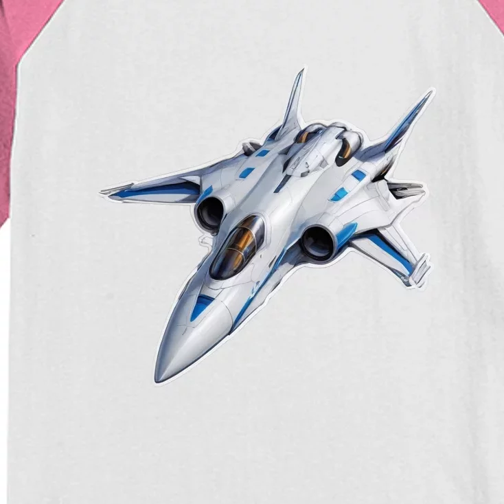 A Unique Futuristic Fighter Aircraft Design Kids Colorblock Raglan Jersey