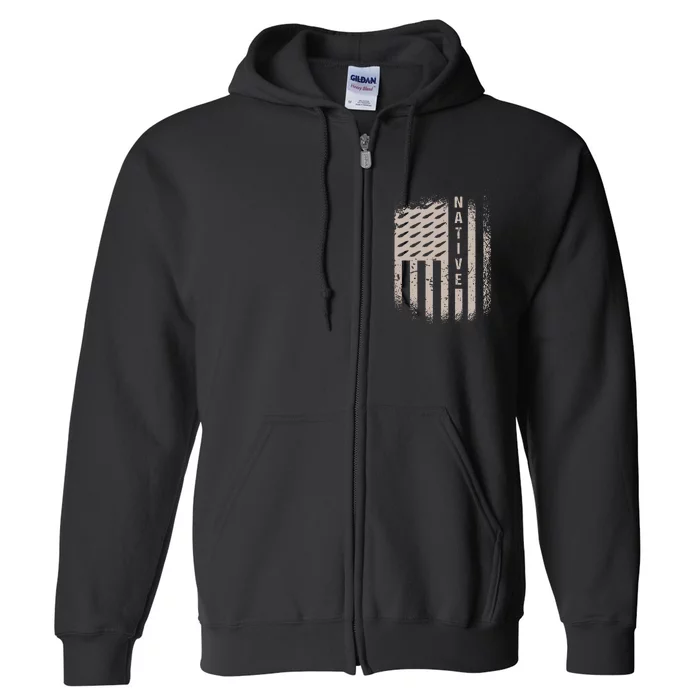 American Usa Flag With Native Indigenous Native American Full Zip Hoodie