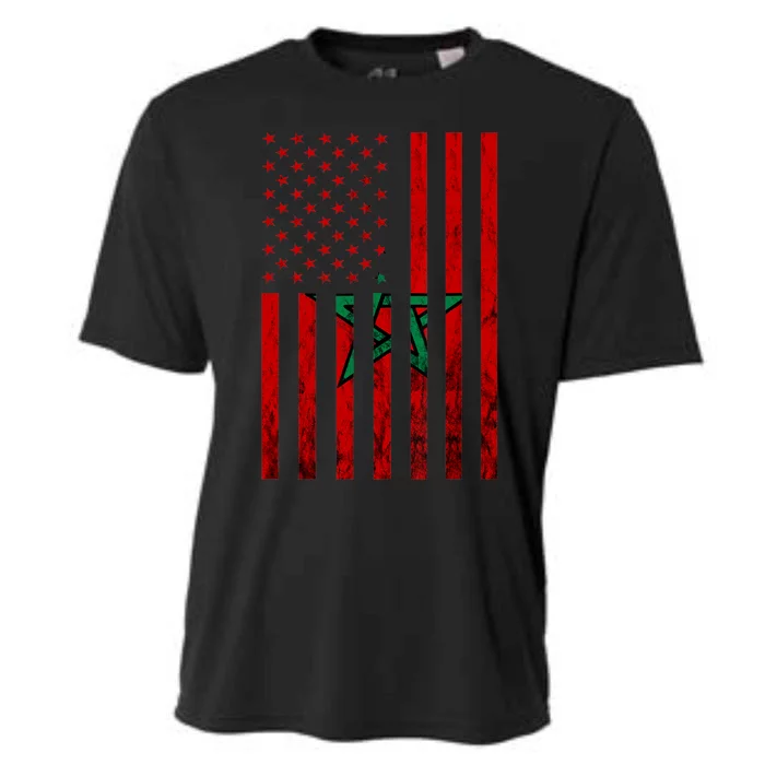 American USA Flag Morocco Moroccan Flag Moroccan Roots Cooling Performance Crew T-Shirt