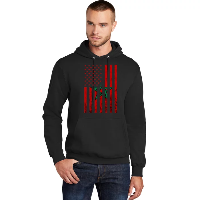 American USA Flag Morocco Moroccan Flag Moroccan Roots Hoodie