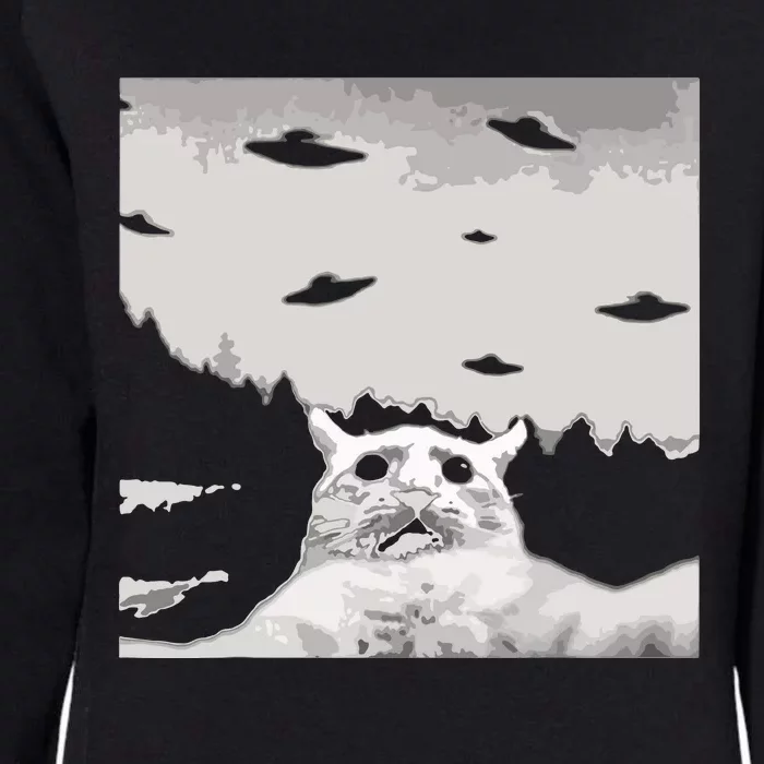 Alien UFO Funny Cat Womens California Wash Sweatshirt