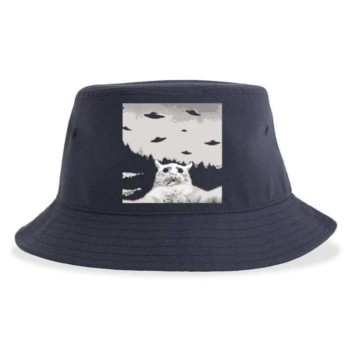 Alien UFO Funny Cat Sustainable Bucket Hat