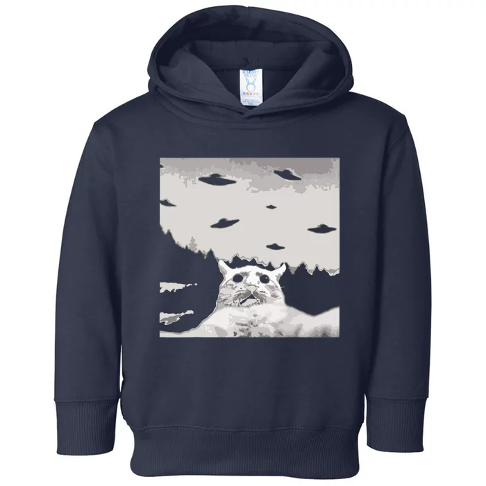 Alien UFO Funny Cat Toddler Hoodie