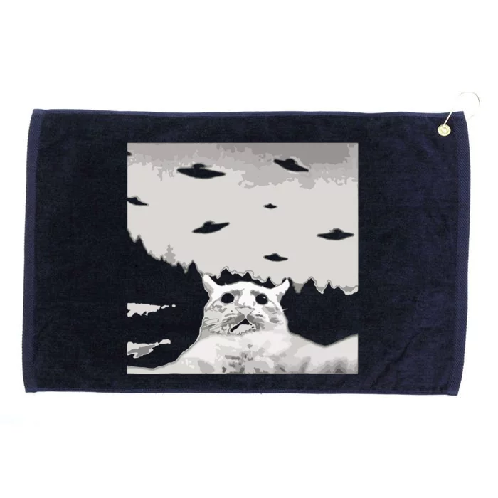 Alien UFO Funny Cat Grommeted Golf Towel