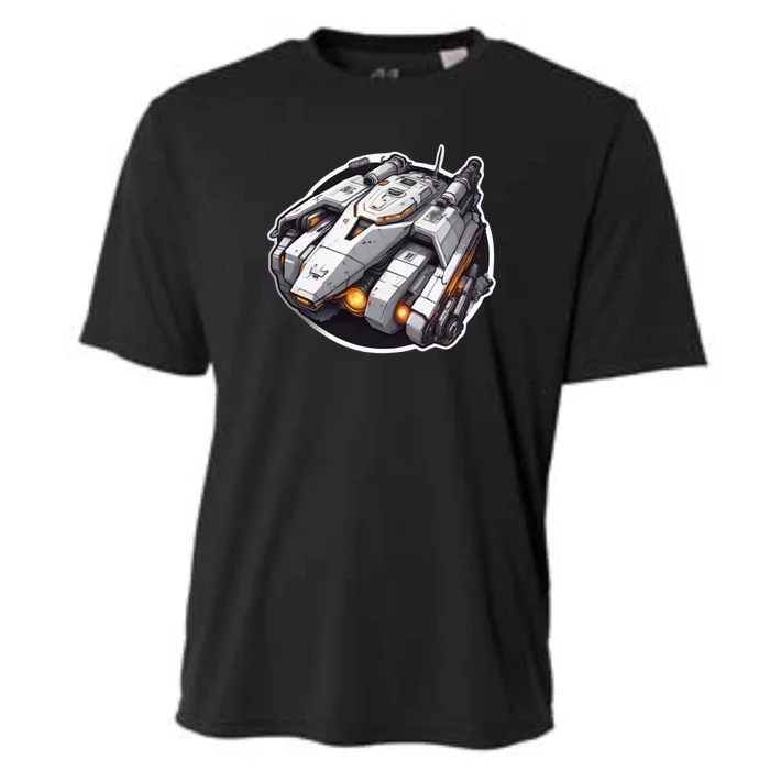 A Unique Futuristic Battle Tank Design Cooling Performance Crew T-Shirt