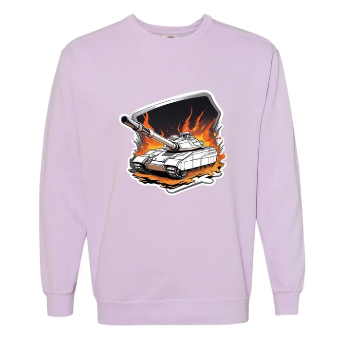 A Unique Futuristic War Tank Design Garment-Dyed Sweatshirt