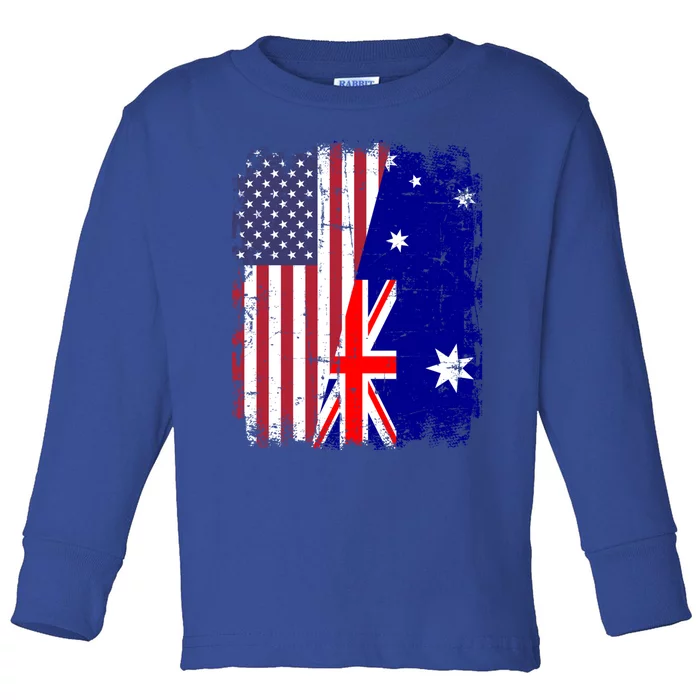 Australia Usa Flag Great Gift Toddler Long Sleeve Shirt