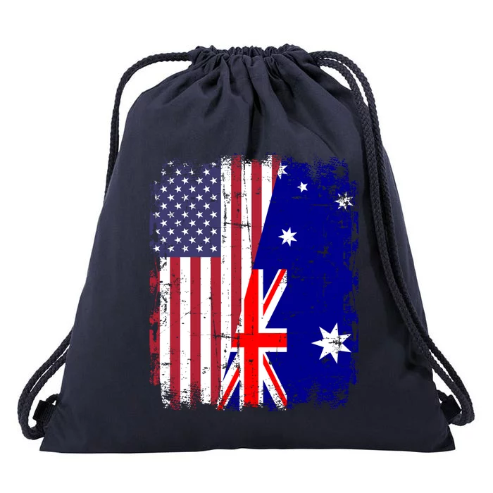 Australia Usa Flag Great Gift Drawstring Bag