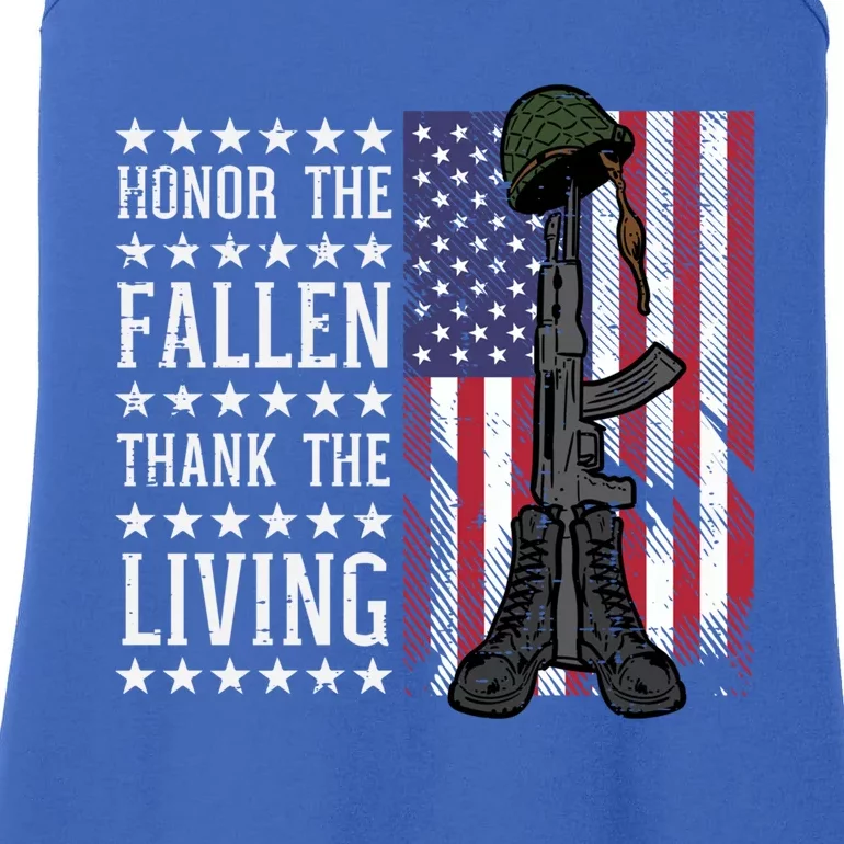 American Us Flag Honor The Fallen Thank Living Memorial Day Gift Ladies Essential Tank