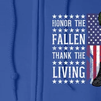 American Us Flag Honor The Fallen Thank Living Memorial Day Gift Full Zip Hoodie