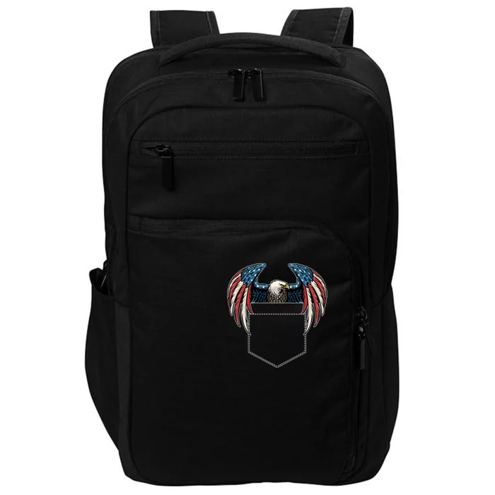 American USA Flag Eagle In Pocket Impact Tech Backpack