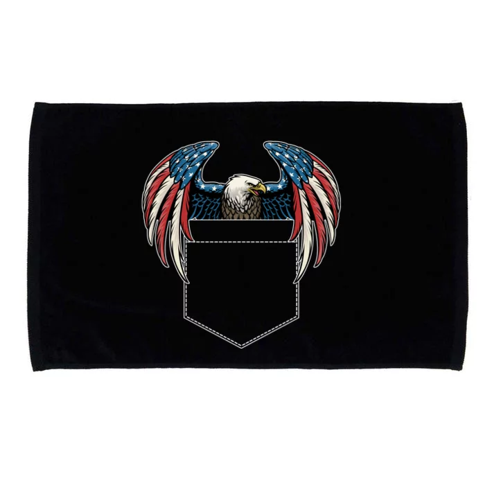 American USA Flag Eagle In Pocket Microfiber Hand Towel