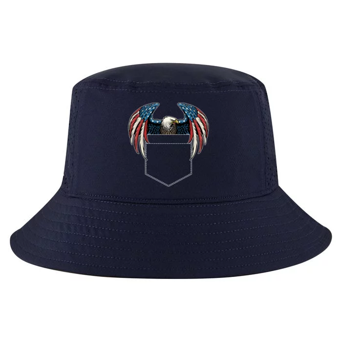 American USA Flag Eagle In Pocket Cool Comfort Performance Bucket Hat