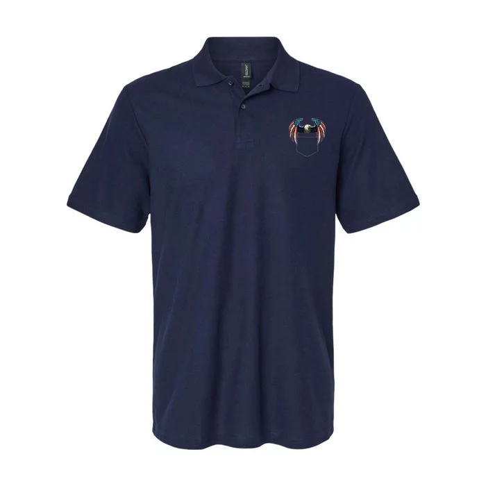 American USA Flag Eagle In Pocket Softstyle Adult Sport Polo