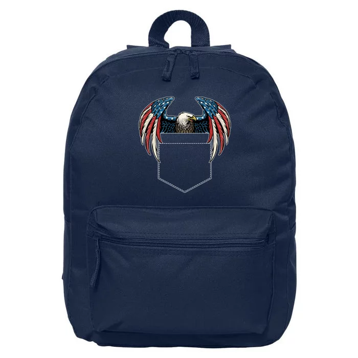 American USA Flag Eagle In Pocket 16 in Basic Backpack