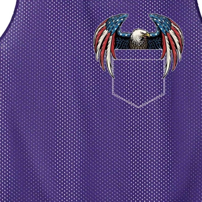 American USA Flag Eagle In Pocket Mesh Reversible Basketball Jersey Tank