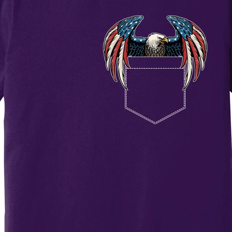 American USA Flag Eagle In Pocket Premium T-Shirt