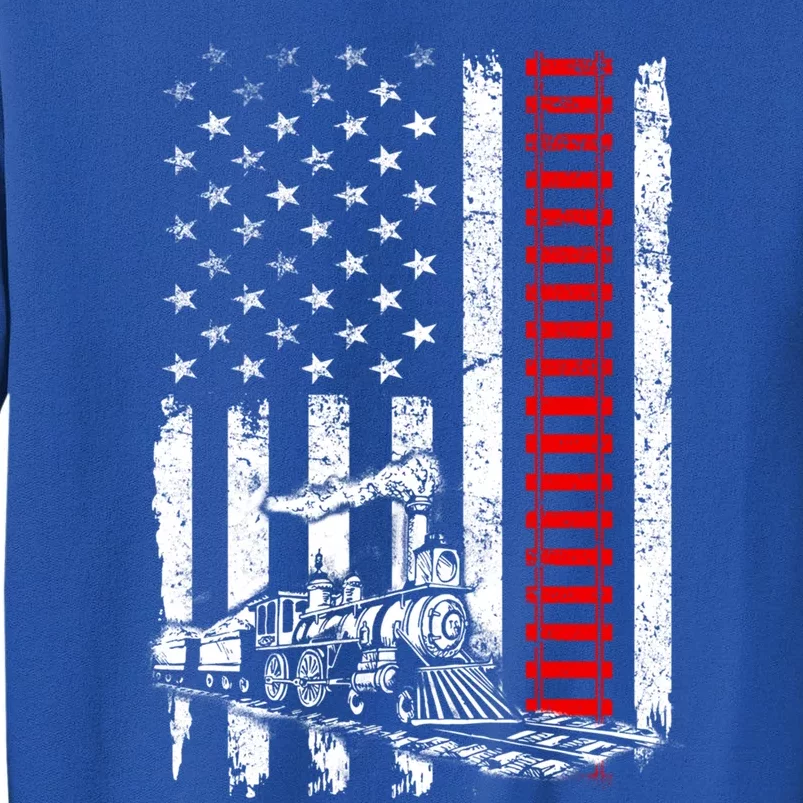 American Usa Flag Train Railroad Railway Worker Patriotic Gift Tall Sweatshirt