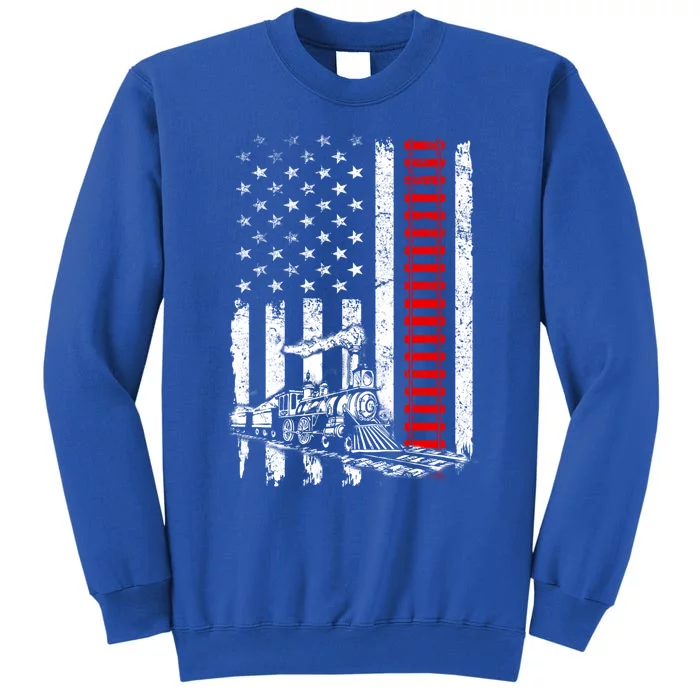 American Usa Flag Train Railroad Railway Worker Patriotic Gift Tall Sweatshirt