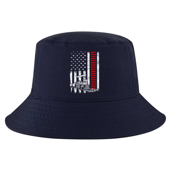 American Usa Flag Train Railroad Railway Worker Patriotic Gift Cool Comfort Performance Bucket Hat