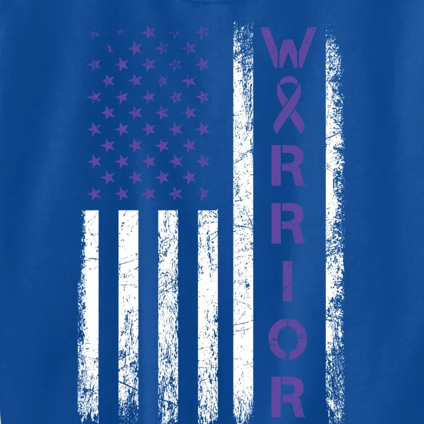 American Usa Flag Warrior Gift Crohns Disease Awareness Cool Gift Kids Sweatshirt