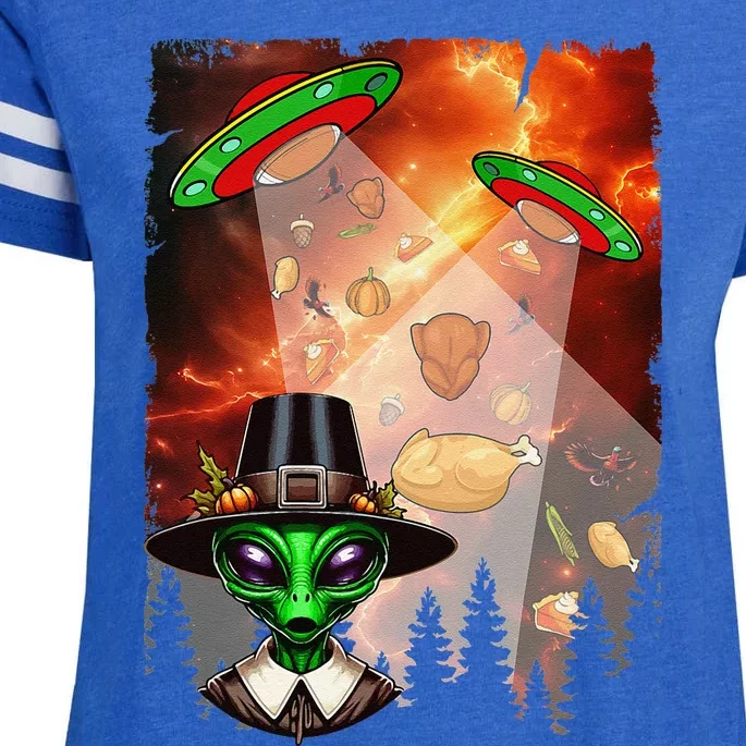 Aliens Unidentified Flying Object Thanksgiving Roast Turkeys Enza Ladies Jersey Football T-Shirt