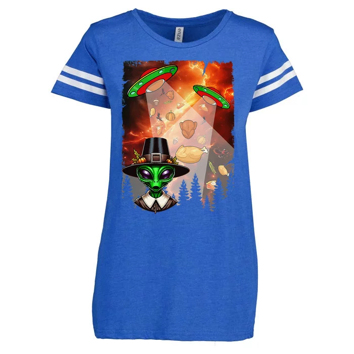 Aliens Unidentified Flying Object Thanksgiving Roast Turkeys Enza Ladies Jersey Football T-Shirt