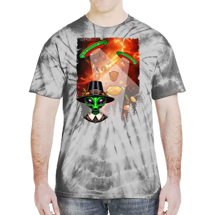 Aliens Unidentified Flying Object Thanksgiving Roast Turkeys Tie-Dye T-Shirt