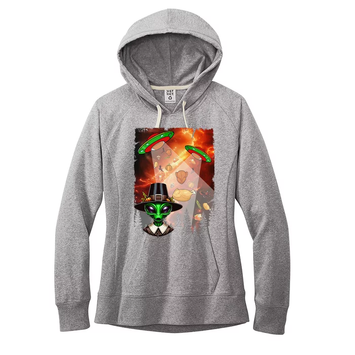 Aliens Unidentified Flying Object Thanksgiving Roast Turkeys Women's Fleece Hoodie