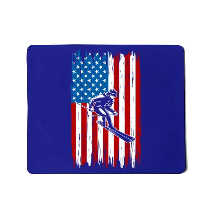 American Usa Flag Ski Dad Funny Gift Mousepad