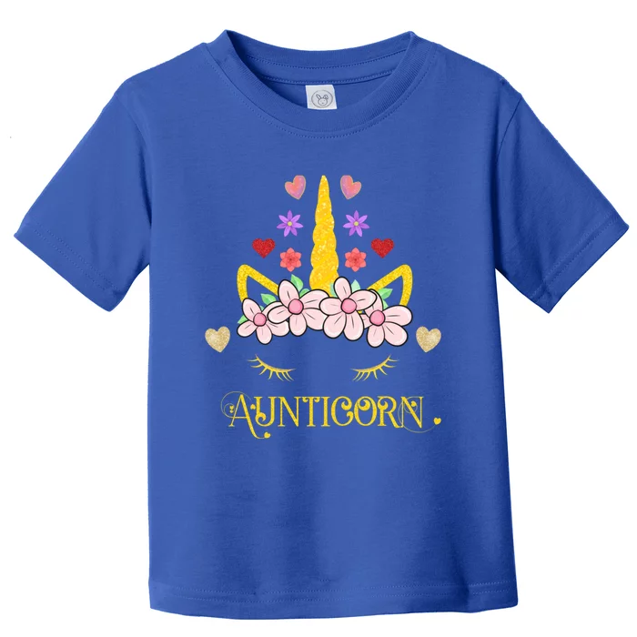 Aunt Unicorn Face Aunticorn Auntie Floral Hearts Aunty Gift Toddler T-Shirt