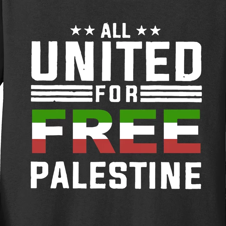 All United Free Palestine Kids Long Sleeve Shirt