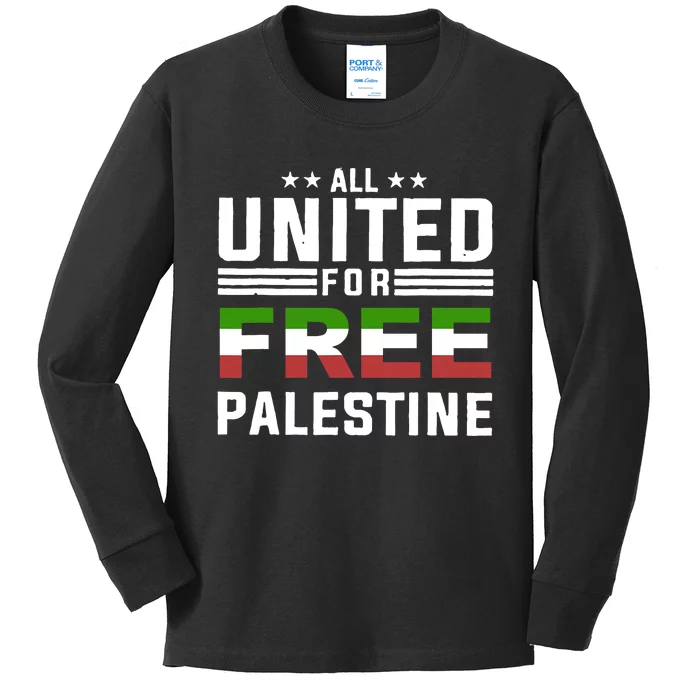 All United Free Palestine Kids Long Sleeve Shirt