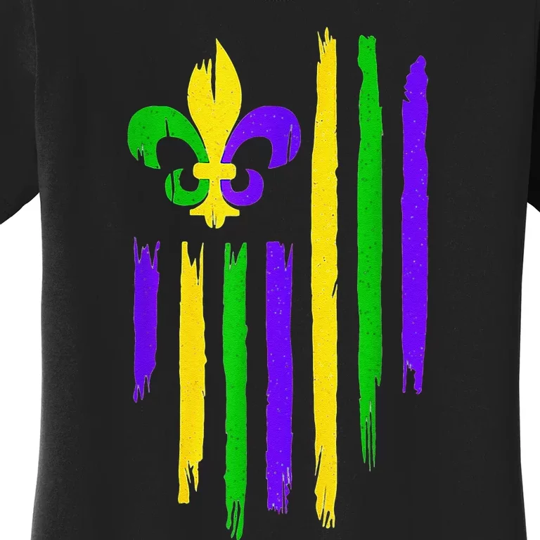 American US Flag Cajun Festival Funny Mardi Gras Carnival Women's T-Shirt