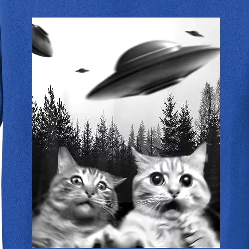 Alien UFO Funny Cat Selfie Sweatshirt