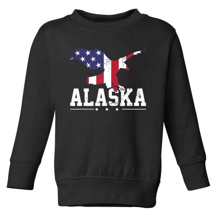 Alaska Usa Flag Vintage Eagle 4th Of July American Gift Toddler Sweatshirt