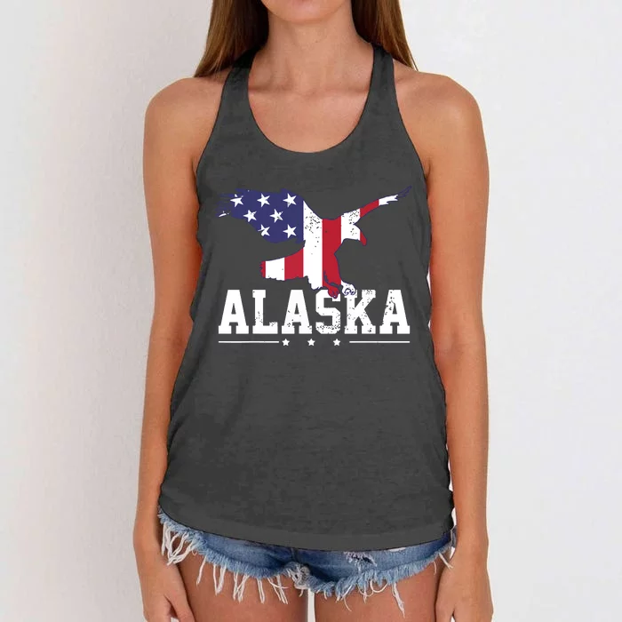 Alaska Usa Flag Vintage Eagle 4th Of July American Gift Women's Knotted Racerback Tank