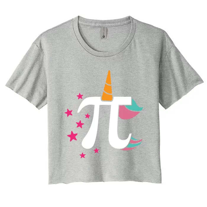 Adorable Unicorn Face Floral Math Geek Nerd Pi Day Cute Gift Women's Crop Top Tee