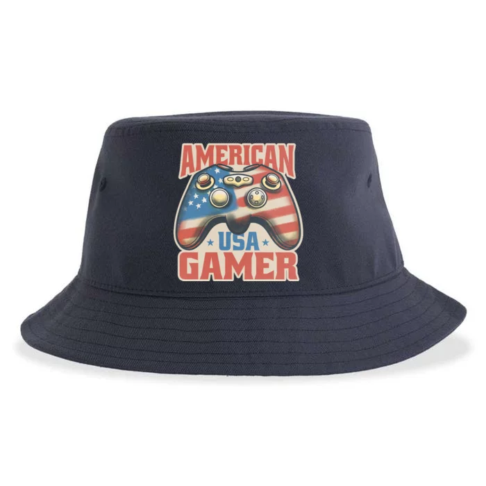 American USA Gamer Vintage Sustainable Bucket Hat