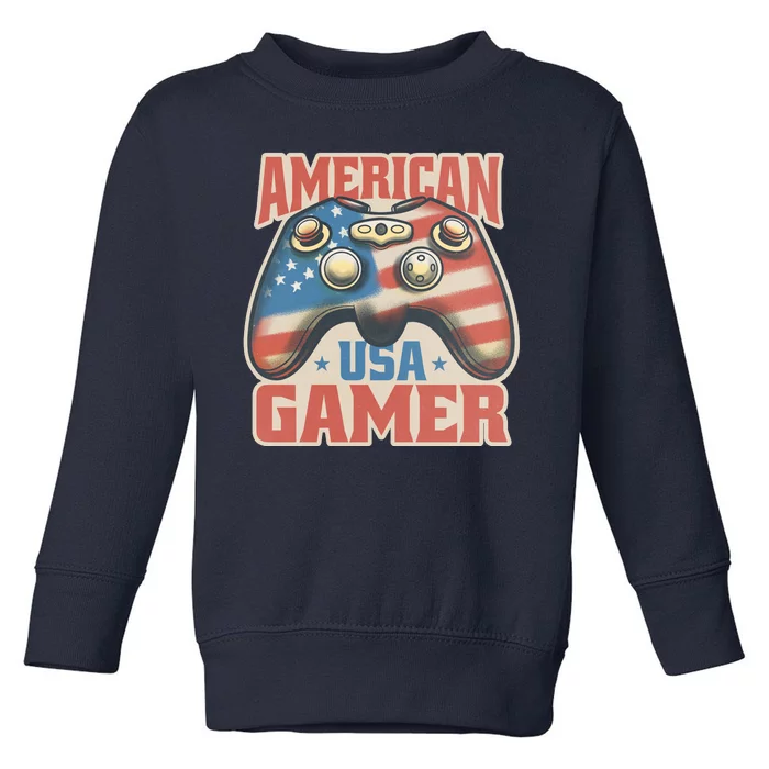 American USA Gamer Vintage Toddler Sweatshirt