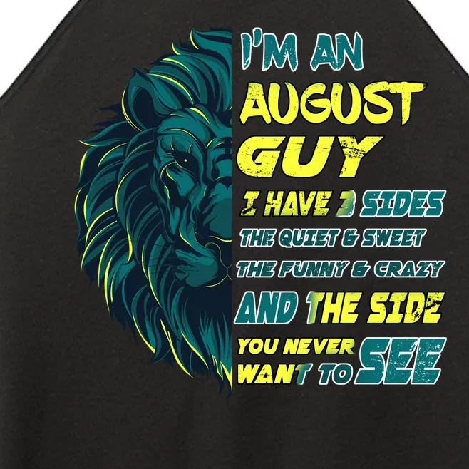 August Birthday Guy Has 3 Sides Sweet Funny Crazy Women’s Perfect Tri Rocker Tank